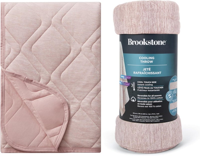 Brookstone Cooling Comfort Throw - Innovative Cooling Dual-Sided Throw - Oversized Cool Blanket for Hot Sleepers - Cooling Blankets for Sleeping - Nylon and Polyethylene Cooling Blanket - Rose Smoke - Image 1