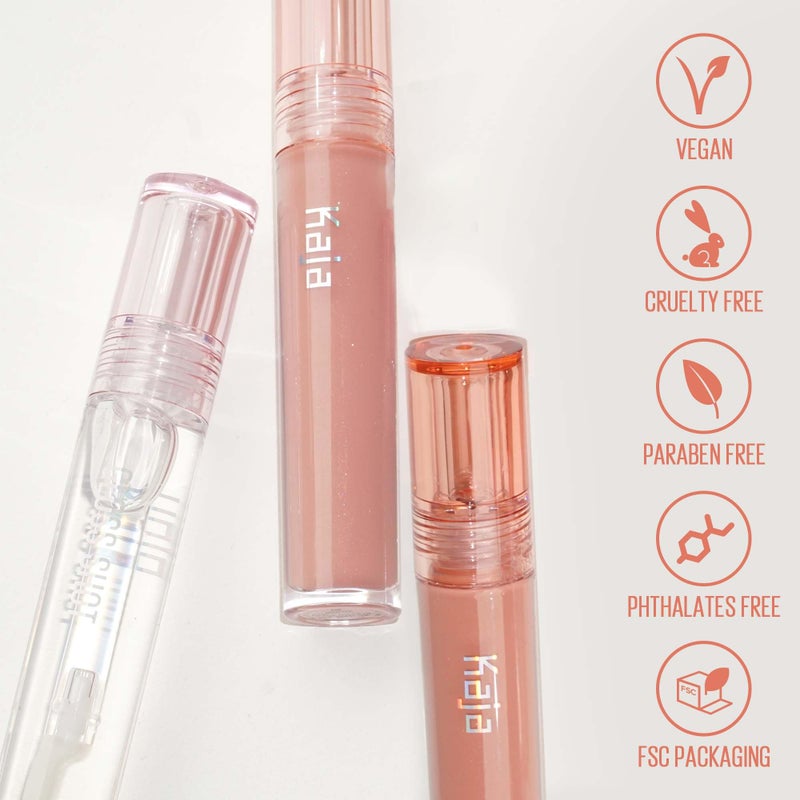 Kaja Lip Gloss - Gloss Shot | with Jojoba Oil, Tinted Shimmer, Hydrating, Non-sticky, Juicy, Nude, Plumper Looking Lips, 02 Milk Tea, 0.14 Fl Oz - Image 3