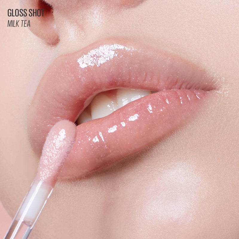 Kaja Lip Gloss - Gloss Shot | with Jojoba Oil, Tinted Shimmer, Hydrating, Non-sticky, Juicy, Nude, Plumper Looking Lips, 02 Milk Tea, 0.14 Fl Oz - Image 2