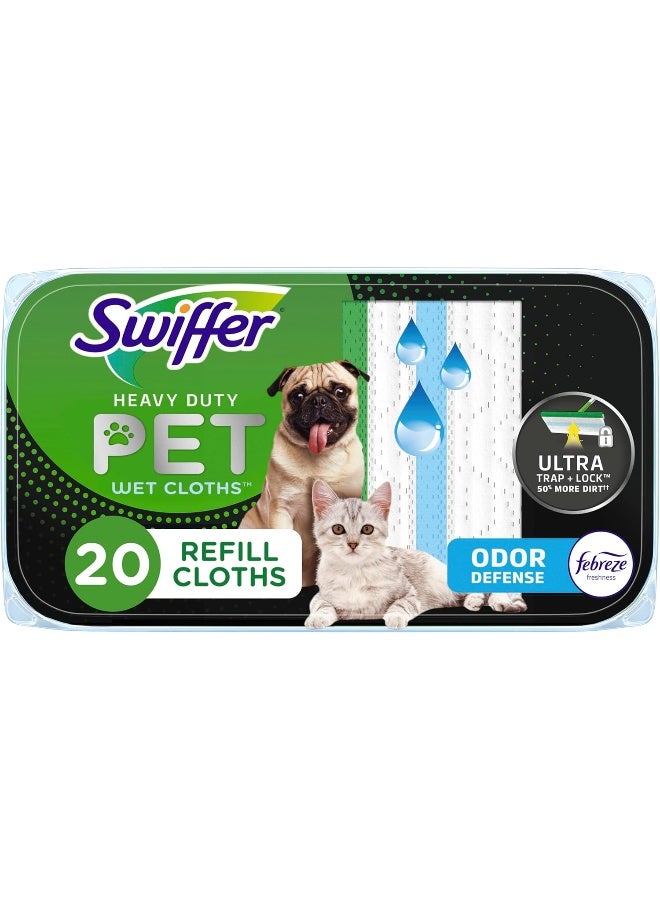 Swiffer Heavy Duty Pet Wet Mopping Cloths with Odor Defense, 20 Count - Image 1