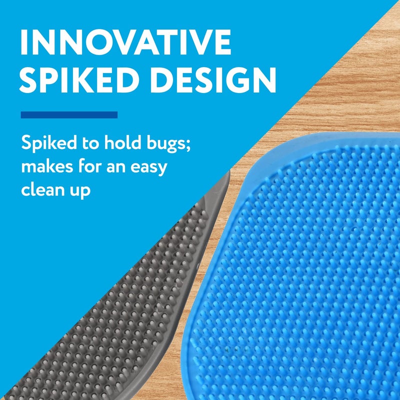 IMPRESA [4 Pack] Extra Large Spiky Fly Swatter for Indoors & Outdoors - Blue & Grey Plastic - Spiked Fly Swatters Multi Pack for Easy Bug Disposal - Bulk Pack - 5'' Smashing Surface - Image 2