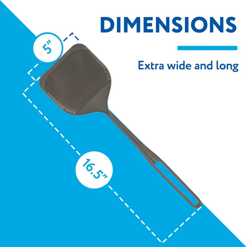 IMPRESA [4 Pack] Extra Large Spiky Fly Swatter for Indoors & Outdoors - Blue & Grey Plastic - Spiked Fly Swatters Multi Pack for Easy Bug Disposal - Bulk Pack - 5'' Smashing Surface - Image 5