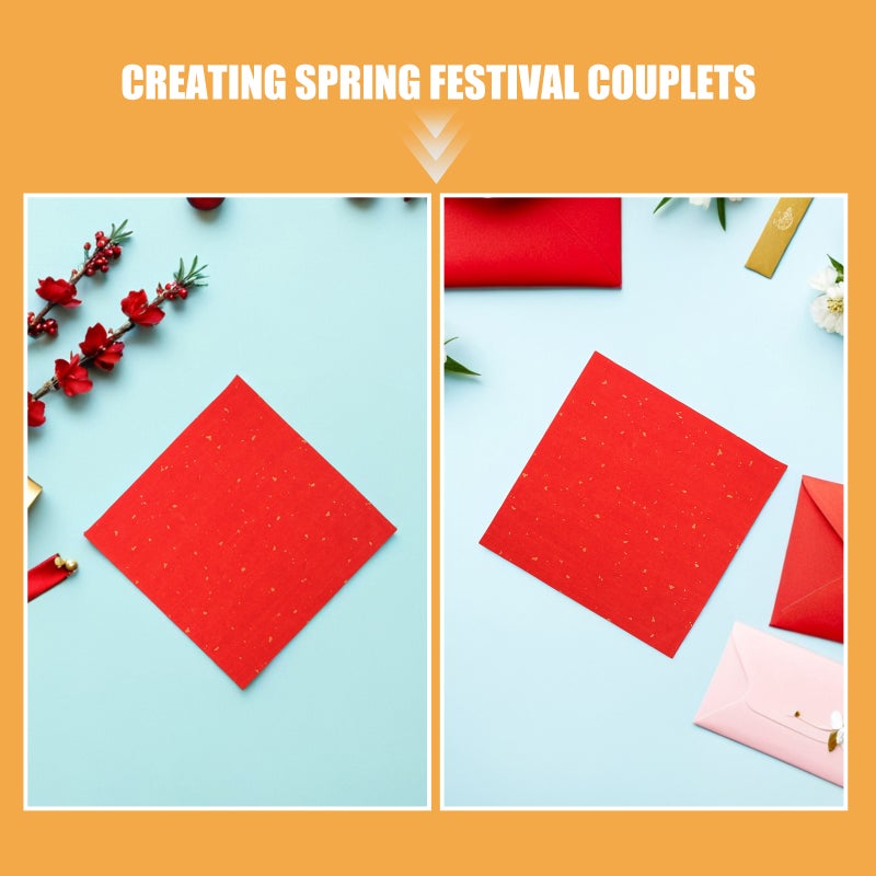80 Sheets Chinese Red Xuan Paper, Spring Festival Asian Blank Rice Paperfor Asian Vietnamese Lunar New Years, 8.65x8.65 Inches - Image 3