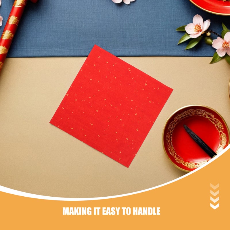 80 Sheets Chinese Red Xuan Paper, Spring Festival Asian Blank Rice Paperfor Asian Vietnamese Lunar New Years, 8.65x8.65 Inches - Image 2