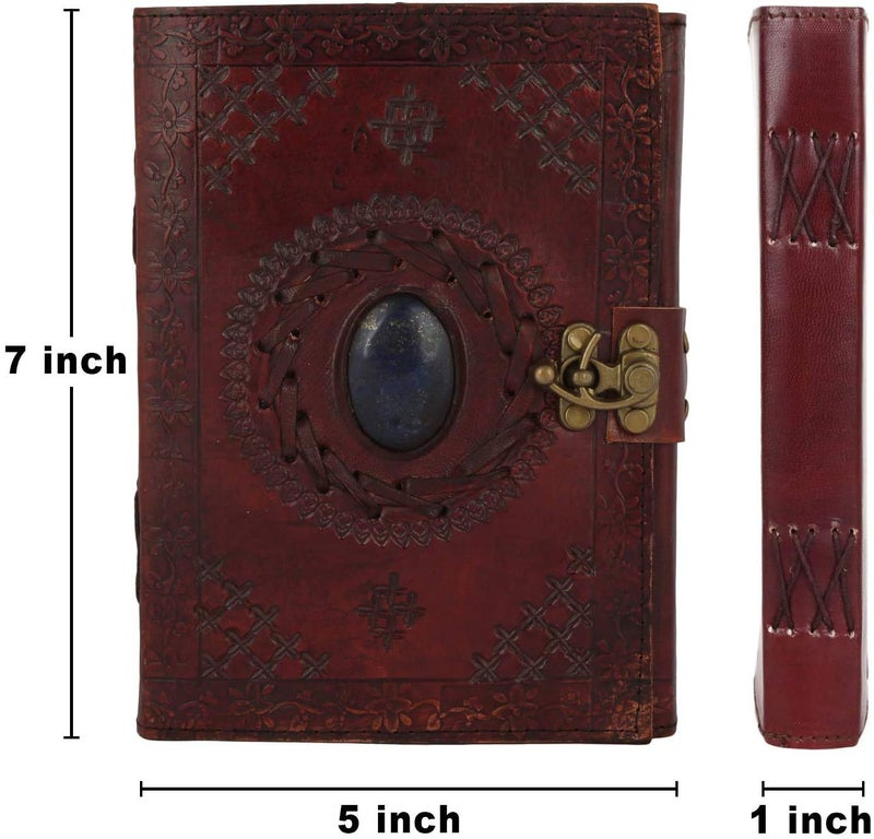 TUZECH Handmade 100% Pure Leather Diary Leather Journal for Office Home Daily Use Beautiful Handmade Genuine Leather Notebook with C Lock Brown (7 Inches) - Image 4