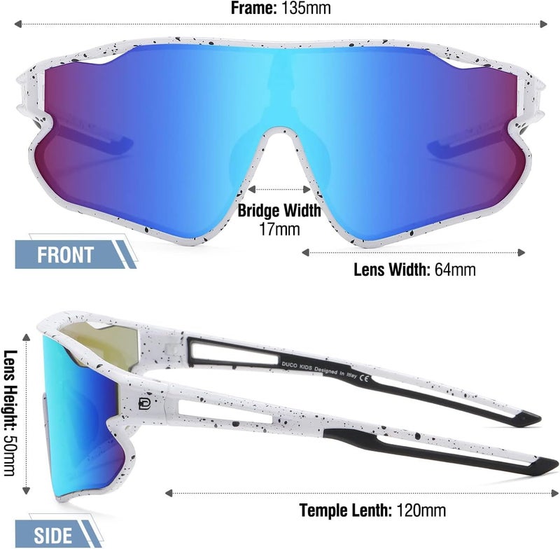 DUCO Kids Sunglasses Polarized UV Protection 400 - Kids Sports Sunglasses Boys with Lightweight TR90 Frame - Youth Baseball and Cycling Sun Glasses for Boys & Girls - DK268 - Image 3