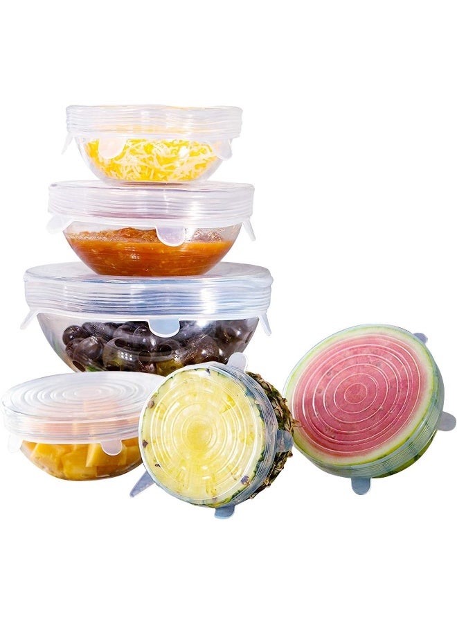 ECVV أغطية سيليكون قابلة للتمدد 6 قطع، أغطية شفط متعددة الأحجام قابلة لإعادة الاستخدام ومتينة لتخزين الطعام للأوعية والأكواب والقدور، غطاء للحفاظ على نضارة الطعام - Image 2