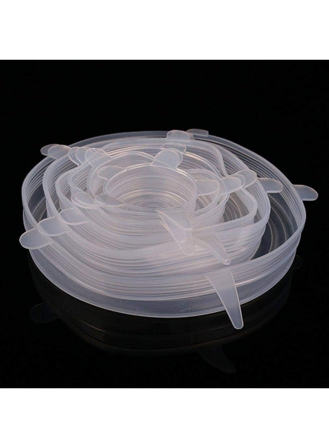 ECVV أغطية سيليكون قابلة للتمدد 6 قطع، أغطية شفط متعددة الأحجام قابلة لإعادة الاستخدام ومتينة لتخزين الطعام للأوعية والأكواب والقدور، غطاء للحفاظ على نضارة الطعام - Image 5