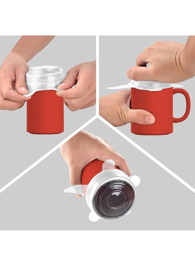 ECVV أغطية سيليكون قابلة للتمدد 6 قطع، أغطية شفط متعددة الأحجام قابلة لإعادة الاستخدام ومتينة لتخزين الطعام للأوعية والأكواب والقدور، غطاء للحفاظ على نضارة الطعام - Image 3