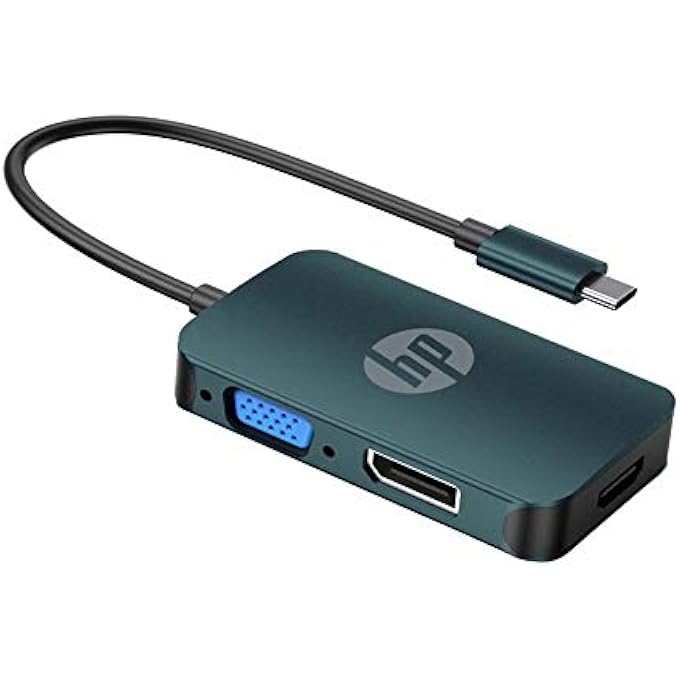 HEWLETT PACKARD - USB C 3.1 MALE TO HDMI, VGA AND DISPLAY PORT ADAPTER, HDMI 4K, DP (DISPLAY PORT) 4K, VGA 1080P, BLACK - Image 1