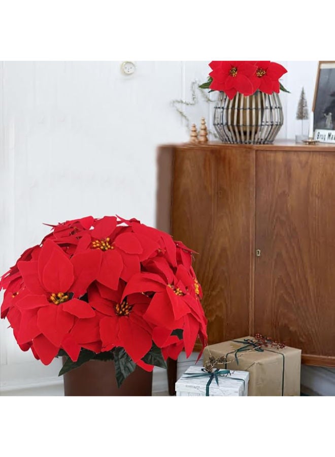 2 pieces - Poinsettias Artificial Christmas Flowers - Image 3