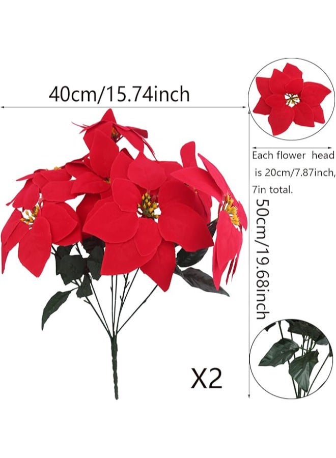2 pieces - Poinsettias Artificial Christmas Flowers - Image 2