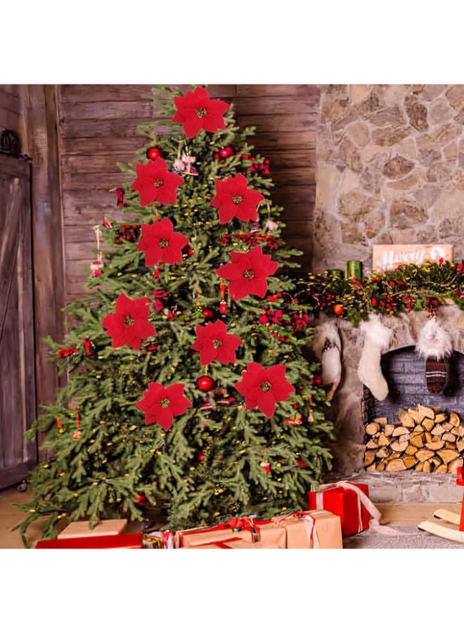 2 pieces - Poinsettias Artificial Christmas Flowers - Image 4