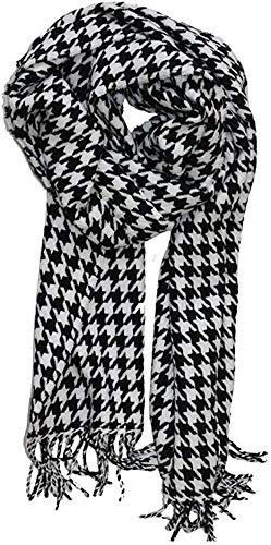 VERONZ Soft Classic Cashmere Feel Winter Scarf, Black/White Houndstooth - Image 2