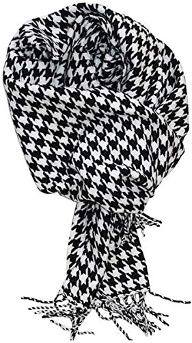 VERONZ Soft Classic Cashmere Feel Winter Scarf, Black/White Houndstooth - Image 3