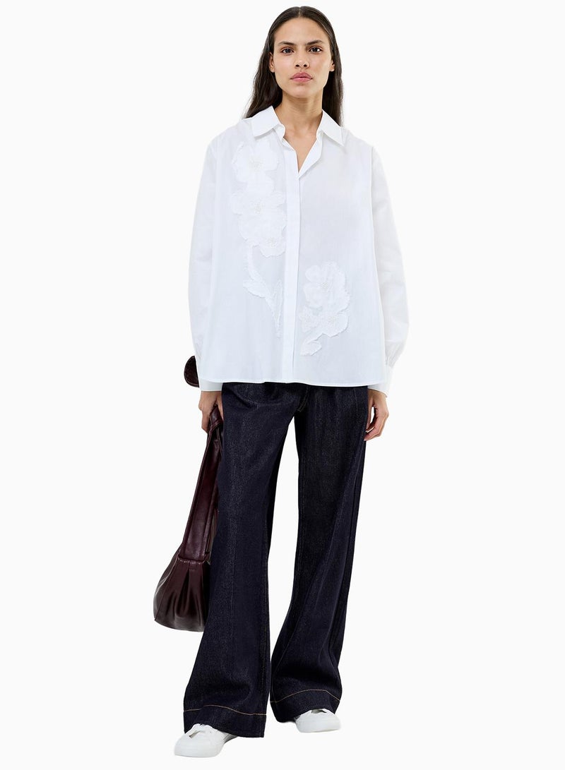 French Connection Cambria Cotton Embellished Shirt - Image 1