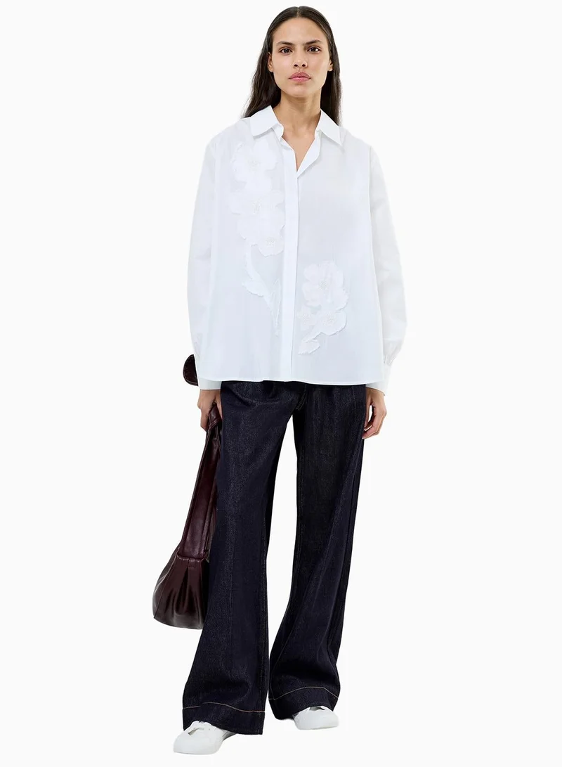 French Connection white Cambria Cotton Embellished Shirt for Women | Best Price UAE