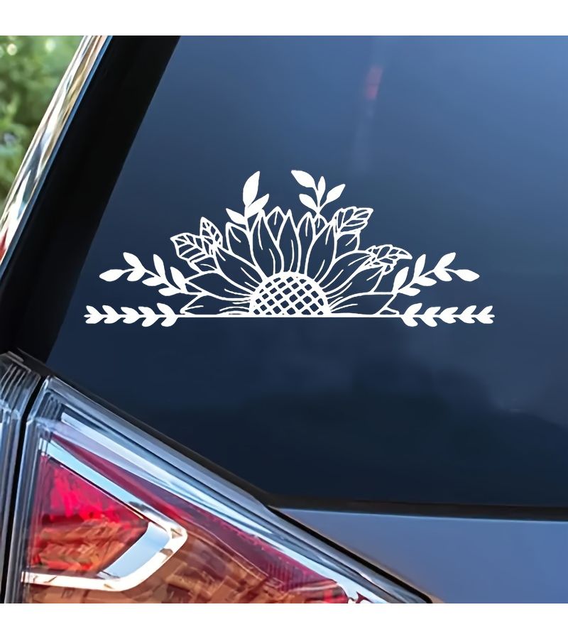 White Sunflower Decal Sticker Suitable For Laptop Truck Car Wall Decor - Image 1