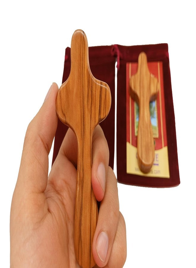Zuluf Set of 2 Olive Wood Comfort Crosses 3.7" (9.5cm) – Handmade Wooden Cross My Heart, Confirmation Gift, Levitating Rustic Fidget Cross, Wood Crosses – With Certificates CRS125 - Image 1