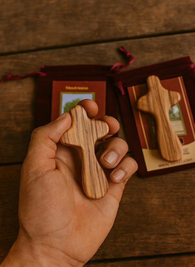 Zuluf Set of 2 Olive Wood Comfort Crosses 3.7" (9.5cm) – Handmade Wooden Cross My Heart, Confirmation Gift, Levitating Rustic Fidget Cross, Wood Crosses – With Certificates CRS125 - Image 2