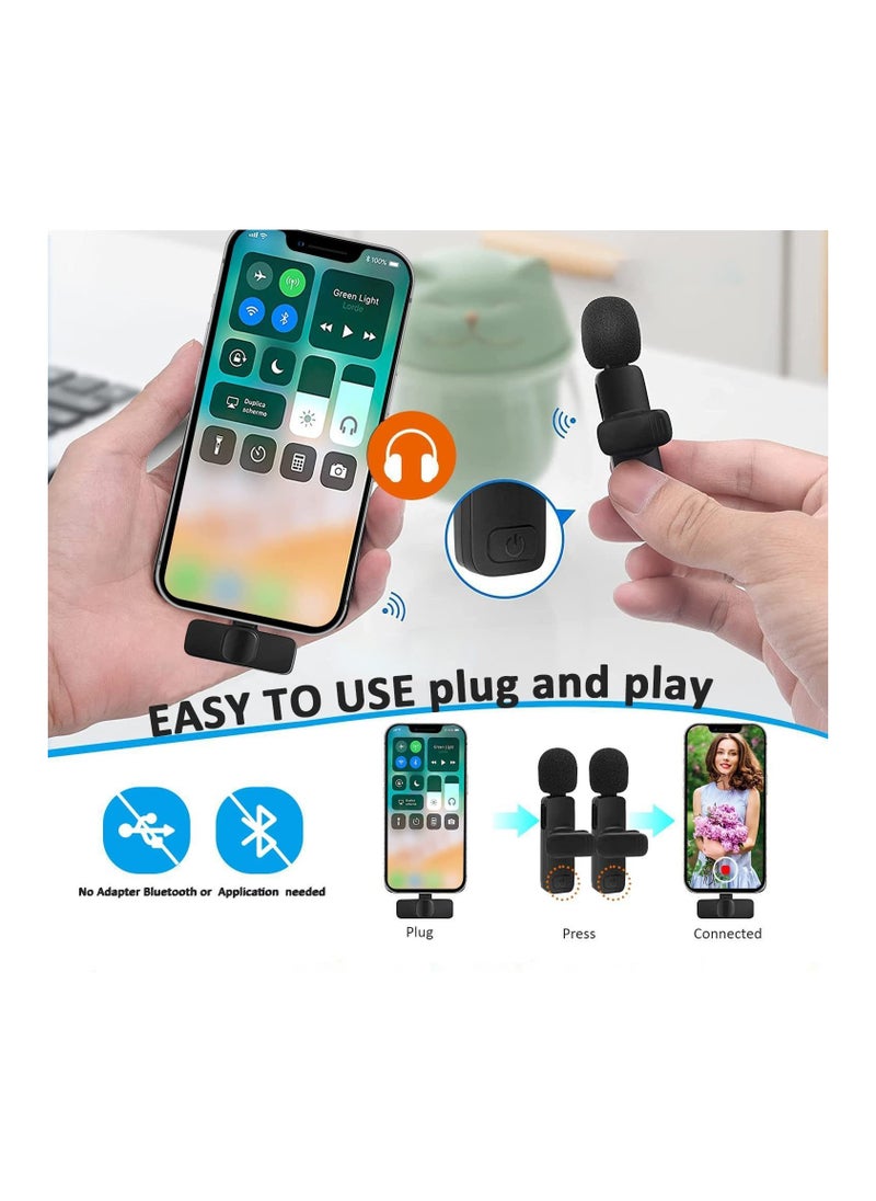 XICEN - Wireless Lavalier Microphone for iPhone, iPad- Plug-Play Wireless Mic with 2 Microphone for iPhone port and Video Recording- Interview- Vlog- Auto Sync and Noise Reduction - Image 1