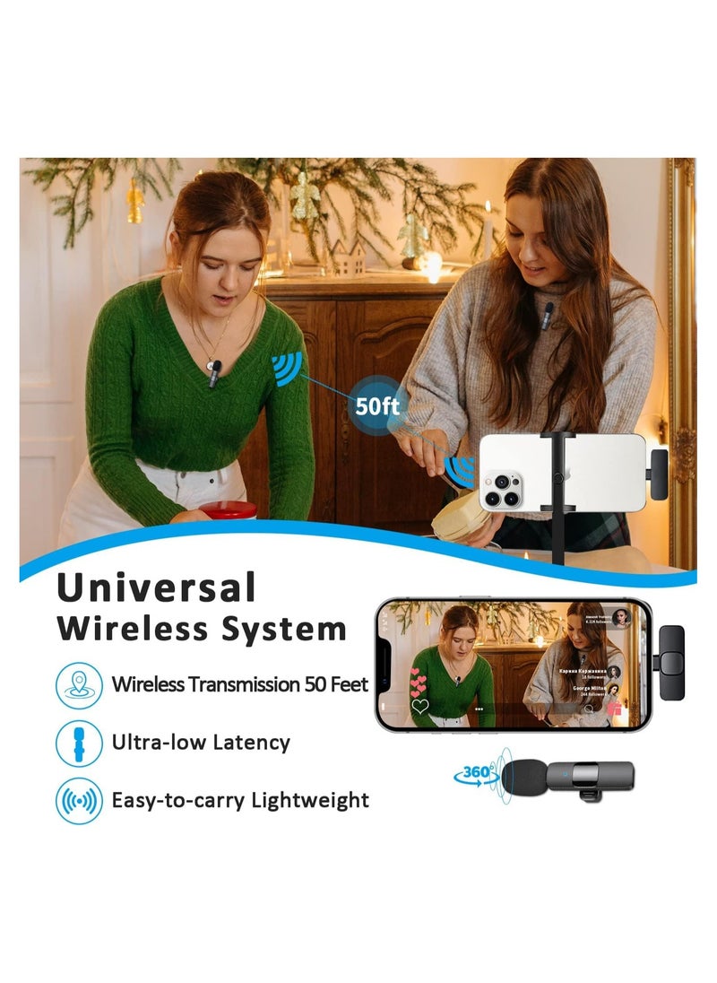 XICEN - Wireless Lavalier Microphone for iPhone, iPad- Plug-Play Wireless Mic with 2 Microphone for iPhone port and Video Recording- Interview- Vlog- Auto Sync and Noise Reduction - Image 1