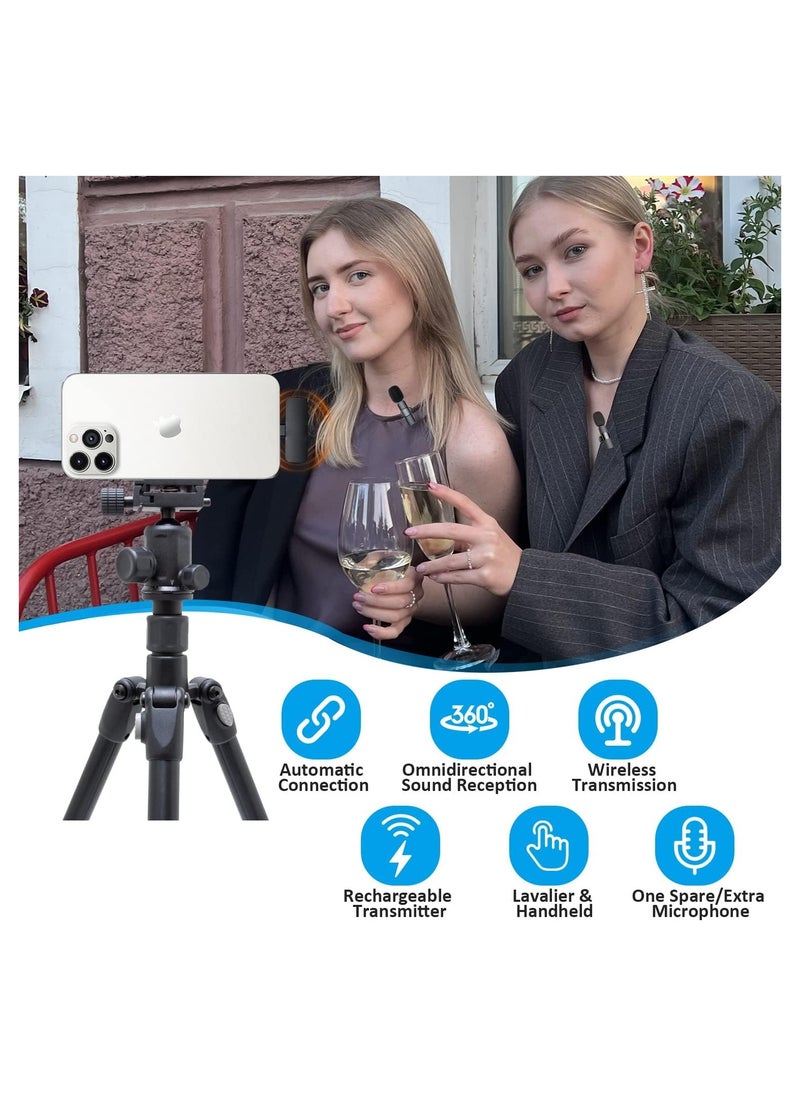 XICEN - Wireless Lavalier Microphone for iPhone, iPad- Plug-Play Wireless Mic with 2 Microphone for iPhone port and Video Recording- Interview- Vlog- Auto Sync and Noise Reduction - Image 1