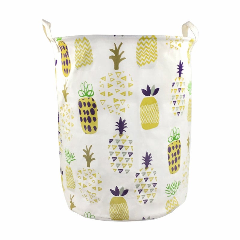 Orino Orino 19 x 165 Inches Extra Large Canvas Fabric Folding Storage bin with Handle Waterproof Home Decor Laundry Hamper Organize Pineapple Storage Baskets for Dirty Clothes Toy Yellow