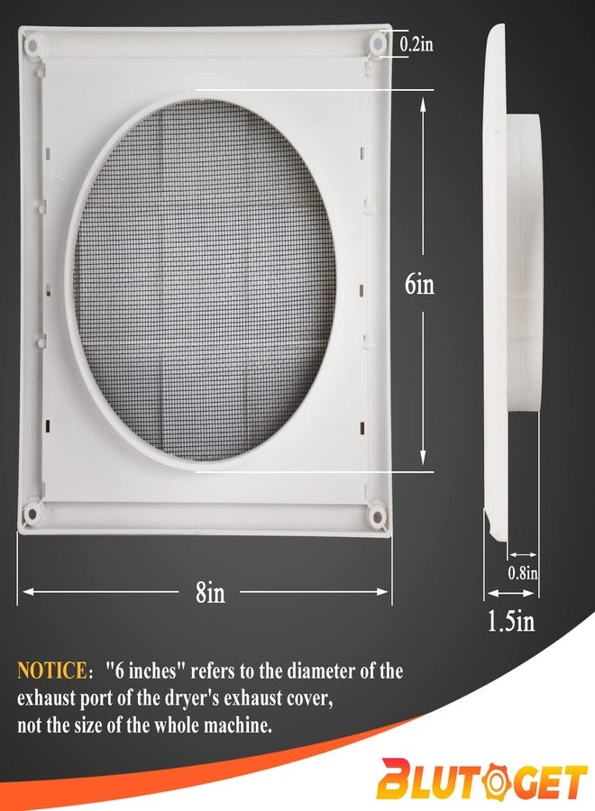 Blutoget 6'' Louvered Vent Cover for 6" Vent Duct Opening - Includes Aluminum Bird Stop Inserts - Image 2