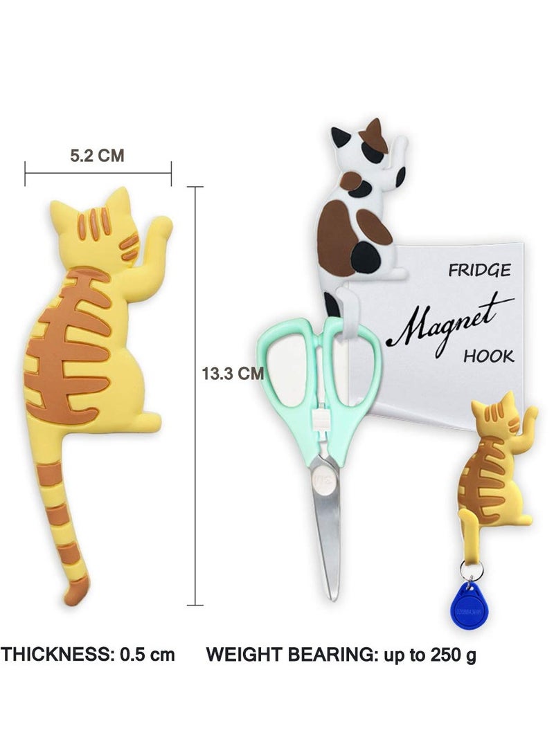 Zikra Magnetic Refrigerator Stickers, Cartoon Cats Magnetic Suction Refrigerator Hook PVC Decorative Household Items Can Be Used to Hang Photos Memo Keys (6 Pieces) - Image 4