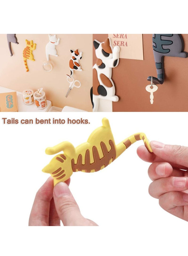 Zikra Magnetic Refrigerator Stickers, Cartoon Cats Magnetic Suction Refrigerator Hook PVC Decorative Household Items Can Be Used to Hang Photos Memo Keys (6 Pieces) - Image 3