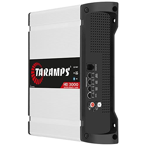 Taramp's مضخم صوت تارامبس HD 3000 4 أوم أبيض 1 قناة 3000 واط RMS رقمي، تقاطع، تمرير منخفض/مرتفع، تعزيز الجهير، تحكم في الكسب، نظام صوتي للسيارات، مونوبلوك كامل النطاق، مؤشر LED، HD 3k - Image 3
