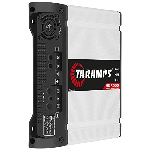 Taramp's مضخم صوت تارامبس HD 3000 4 أوم أبيض 1 قناة 3000 واط RMS رقمي، تقاطع، تمرير منخفض/مرتفع، تعزيز الجهير، تحكم في الكسب، نظام صوتي للسيارات، مونوبلوك كامل النطاق، مؤشر LED، HD 3k - Image 2