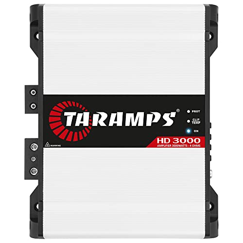 Taramp's مضخم صوت تارامبس HD 3000 4 أوم أبيض 1 قناة 3000 واط RMS رقمي، تقاطع، تمرير منخفض/مرتفع، تعزيز الجهير، تحكم في الكسب، نظام صوتي للسيارات، مونوبلوك كامل النطاق، مؤشر LED، HD 3k - Image 1