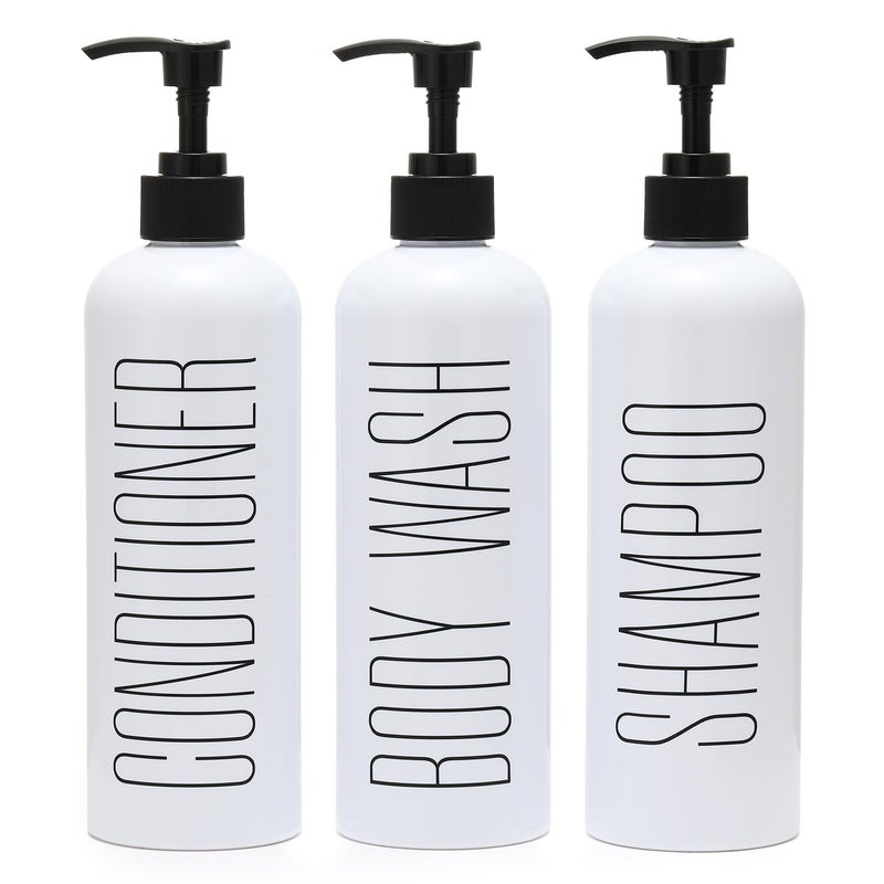 HOMCDALY HOMCDALY Shampoo and Conditioner Dispenser 16oz 3Pack Refillable Pump Bottles Shampoo Conditioner Body Wash Dispensers Bottles Bathroom Shampoo Dispenser SetWhite 