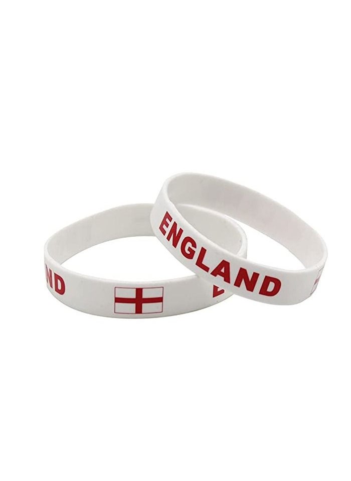 PRINTSHOP4ME 2 pcs of England Soccer Silicone Wristbands Sports Accessories for Unisex Sports Fan 