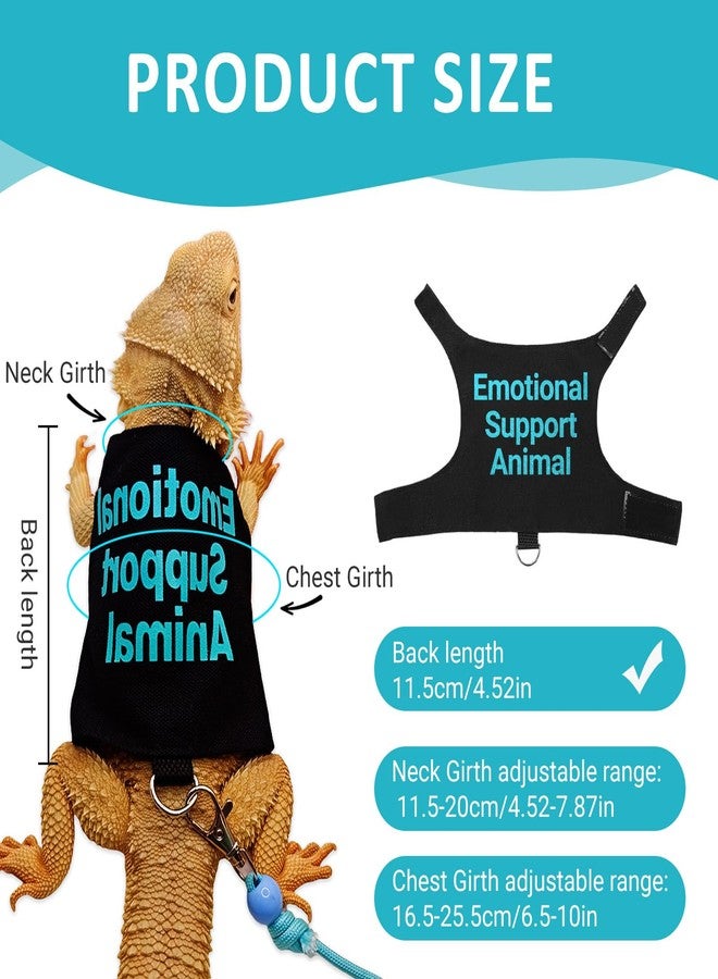 hokable Bearded Dragon Lizards Clothes with Leash Set - Cute Lizard Reptile Small Animal Adjustable Harness Clothes for Walking Outdoor Security Costume Photo Prop(Blue - Image 2