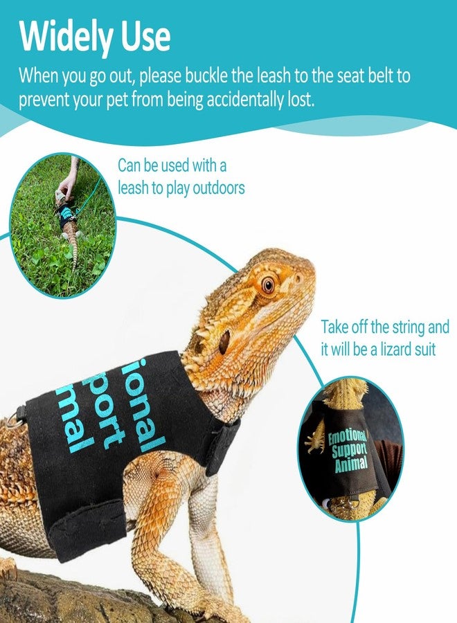 hokable Bearded Dragon Lizards Clothes with Leash Set - Cute Lizard Reptile Small Animal Adjustable Harness Clothes for Walking Outdoor Security Costume Photo Prop(Blue - Image 4