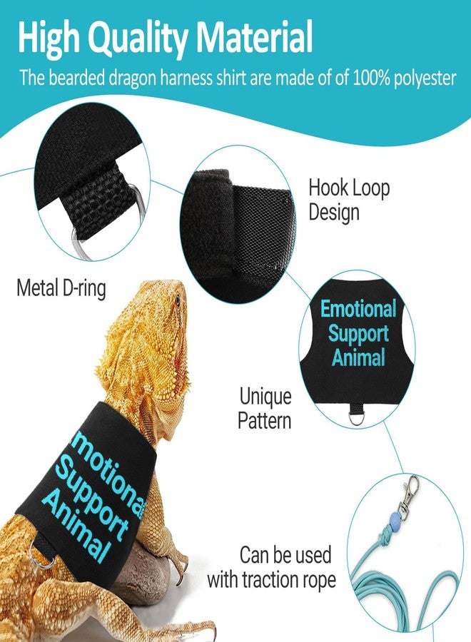 hokable Bearded Dragon Lizards Clothes with Leash Set - Cute Lizard Reptile Small Animal Adjustable Harness Clothes for Walking Outdoor Security Costume Photo Prop(Blue - Image 3