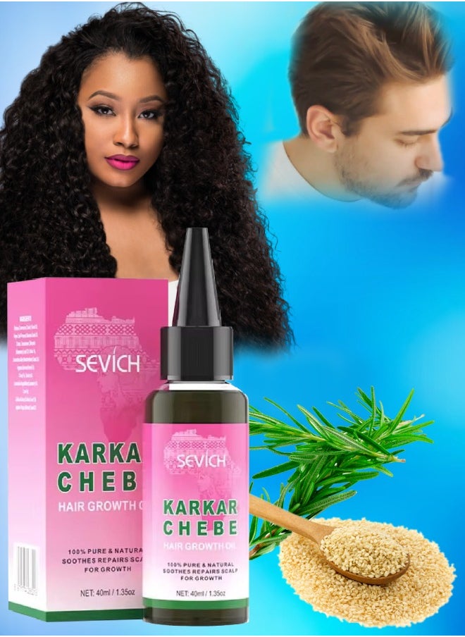 Sevich - Karkar Chebe Hair Growth Oil 100% Pure and Natural Soothes Repairs Scalp for Hair Growth with Karkar and Chebe Rosemary and Castor Seed Oil Moisturize Hydrate Prevent Hair Breakage Chebe oil 40ml - Image 1