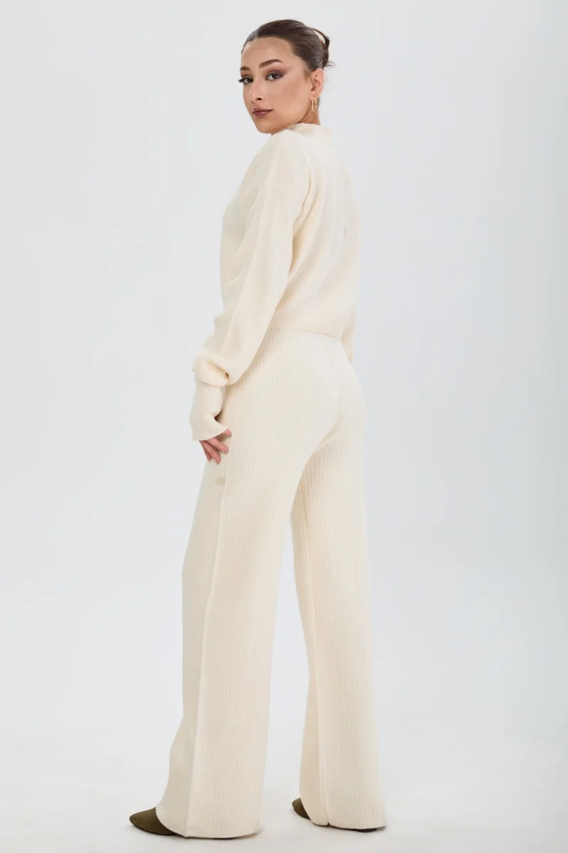 Tofisa 24172-CREAM Thick Ribbed Knitwear Set