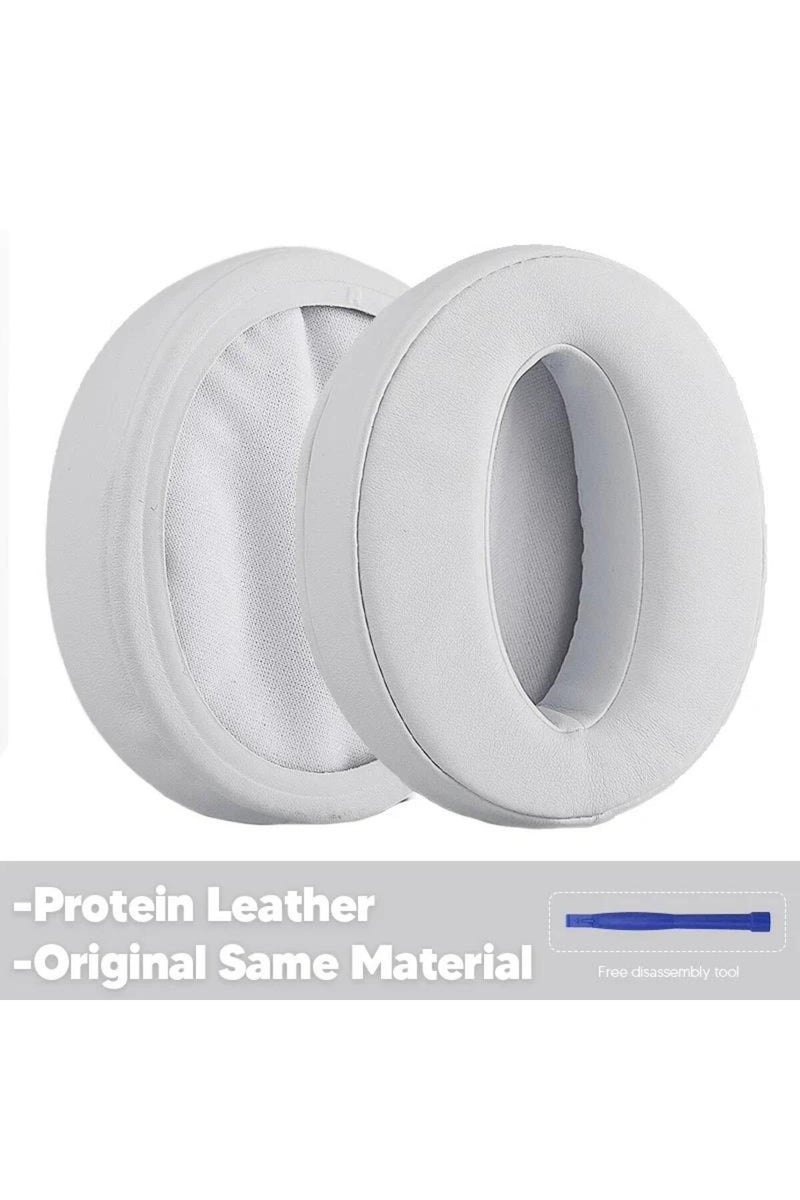 وسادات أذن بديلة من الجلد الأبيض لسماعات Sennheiser HD 450BT و458BT و300 و4.30 و4.20 و400S و350BT