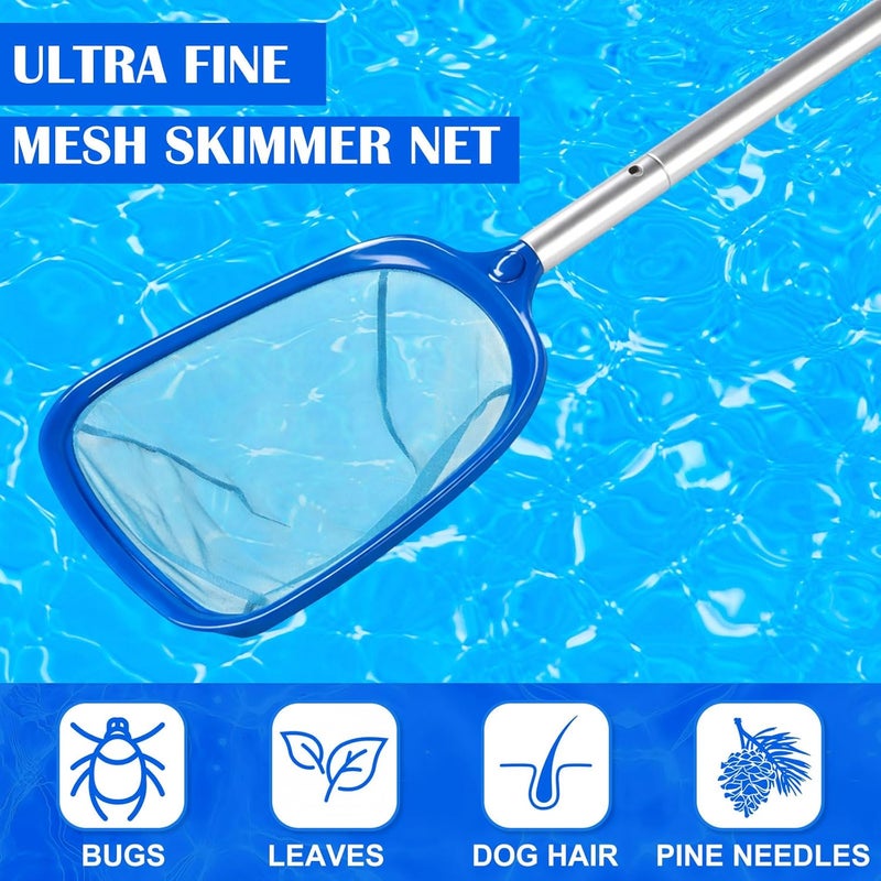 Tioncy 3 Pcs Pool Cleaning Kit Manual Pool Vacuum Head with Bottom Brushes, Large Brush and Skimmer Net Fine Mesh for Above Ground In-ground Ponds Spas Hot Tubs - Image 5