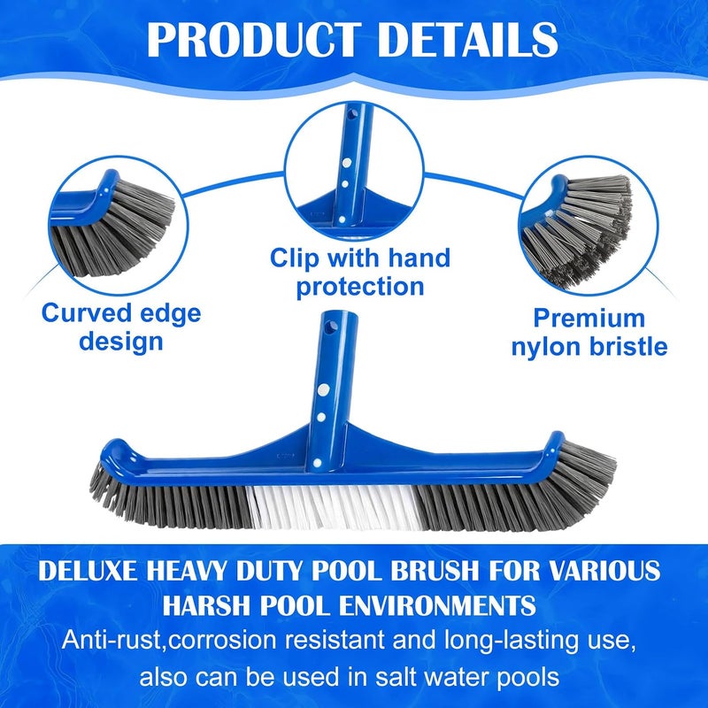 Tioncy 3 Pcs Pool Cleaning Kit Manual Pool Vacuum Head with Bottom Brushes, Large Brush and Skimmer Net Fine Mesh for Above Ground In-ground Ponds Spas Hot Tubs - Image 4
