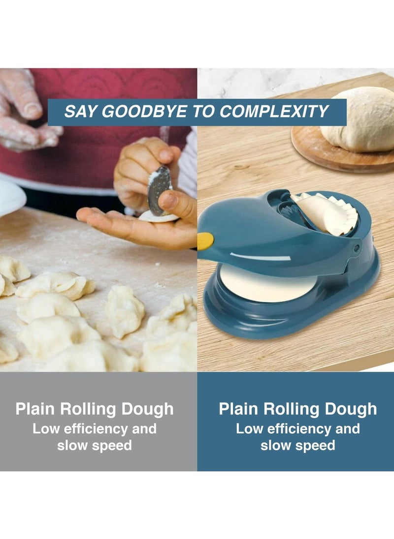 LIMITLESS 2 In 1 Dumpling Maker, Dumpling Skin Maker Mould, Kitchen Dumpling Making Tool with Stuffing Spoon, Multi-function DIY Manual Dumpling Press Molds Set (Blue)  - Image 2