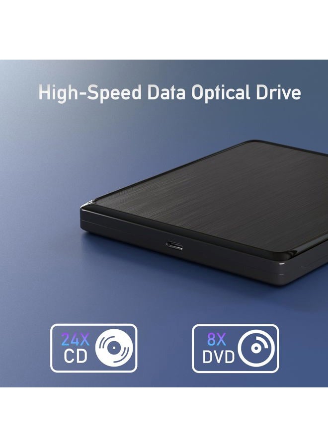 wintale USB CD/DVD External Drive, USB 3.0 and Type-C External CD/DVD Drive for Laptop, CD ROM External Drive for PC with Extended Data Cable, Portable CD Burner DVD Reader for Laptop Windows Linux Mac OS - Image 5