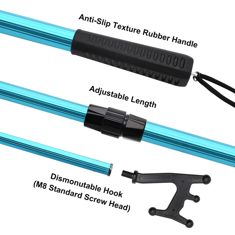 SAN LIKE Telescopic Boat Hook, Aluminum Lightweight Durable Push Pole with Floating Non-Slip Plastic Hand Grips for Docking, Extends from 30-inches to 67-inches - Image 3