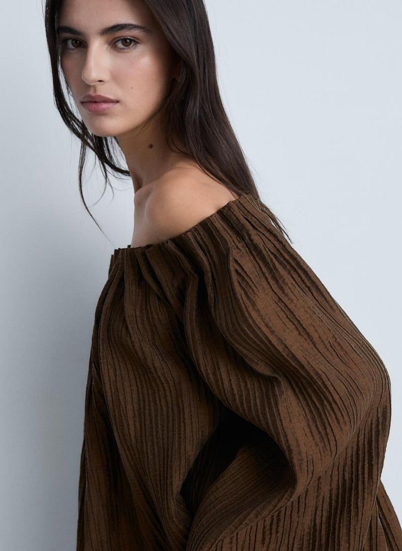 MANGO Textured Gathered Blouse  - Image 3
