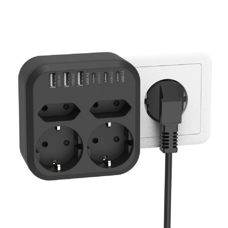 10-in-1 EU Surge Protector with 4 Outlets, 3 USB-A and 3 USB-C Ports - Image 5