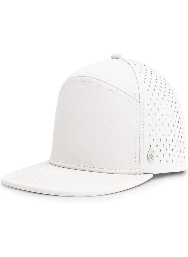 AOPREL Flat Brim Baseball Cap for Men Adjustable Trucker Hats Water-Resistant Performance Hat with Breathable Laser Perforated for Running, Golf, Workout, Gym & Outdoor White - Image 1
